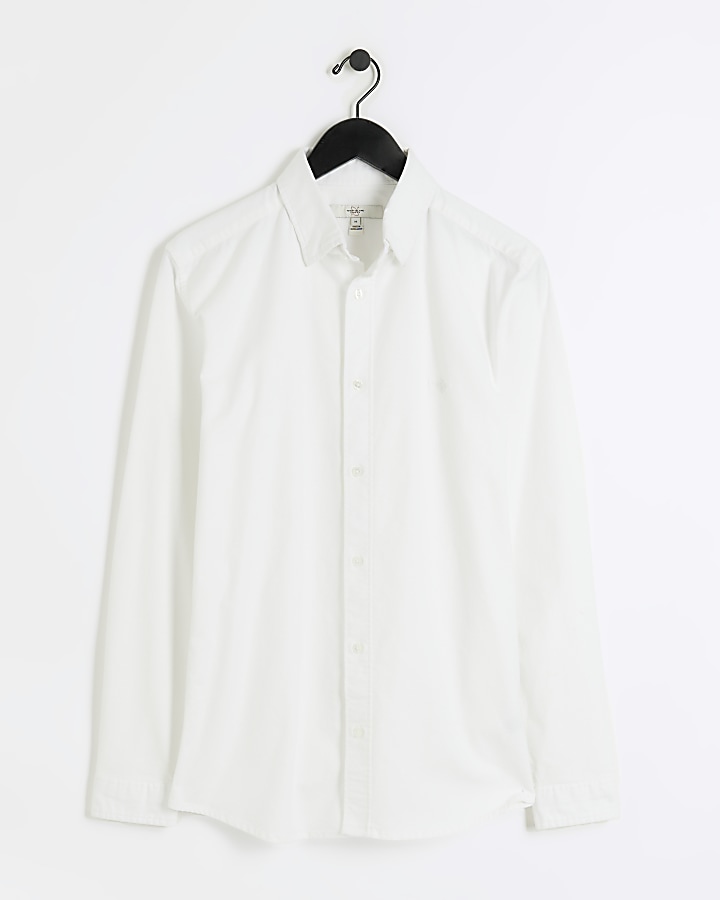 White muscle fit oxford smart shirt