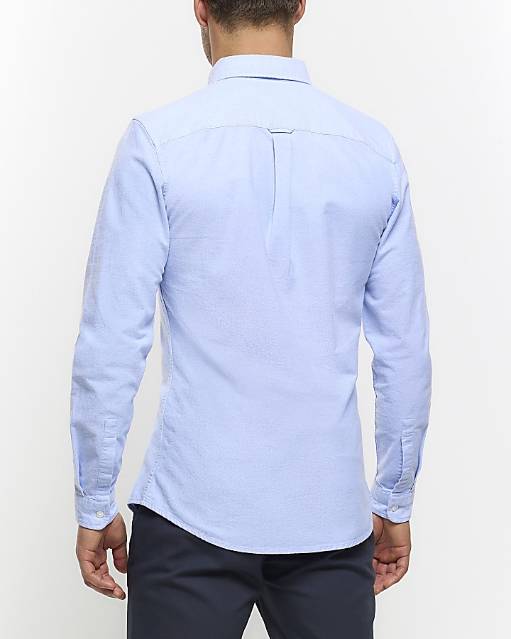 Blue Muscle Fit Oxford Smart Shirt | River Island