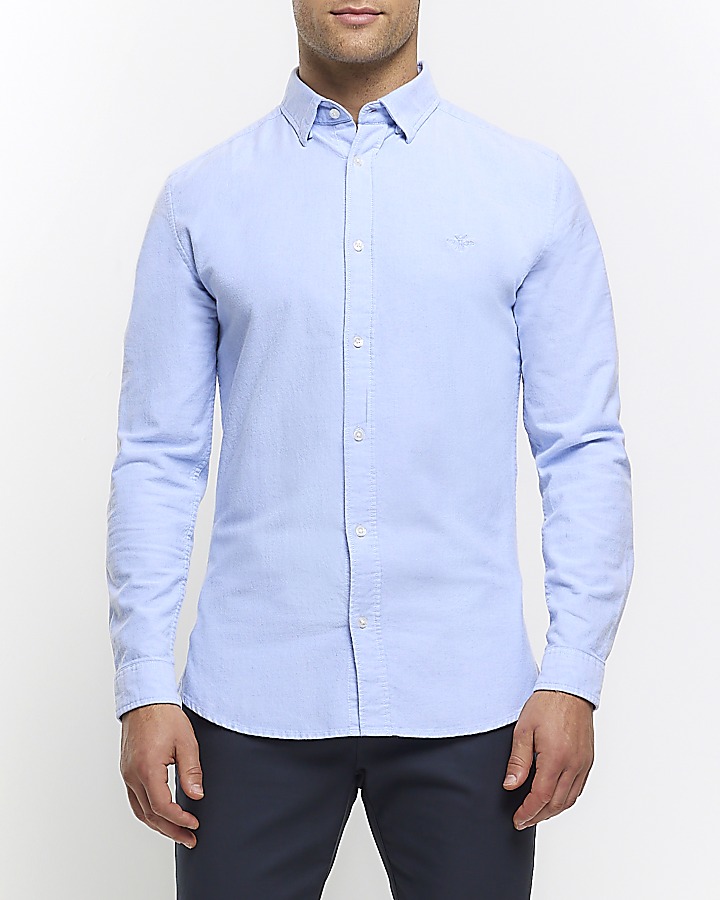 Blue Muscle Fit Oxford Smart Shirt