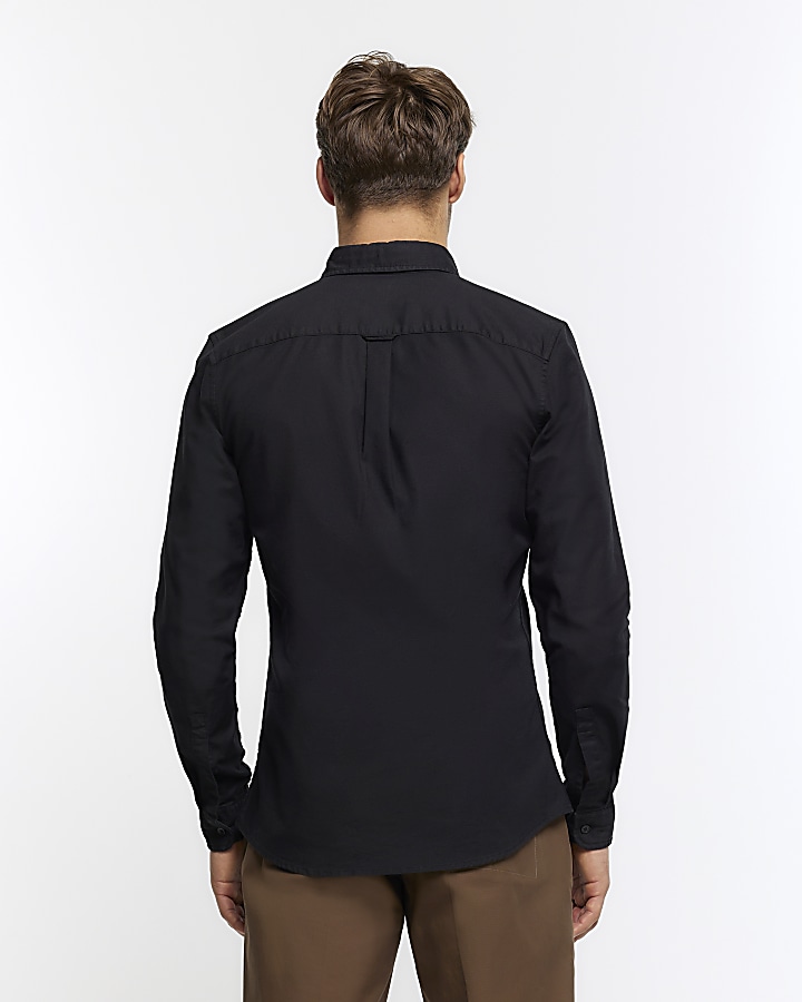 Black Muscle Fit Oxford Smart Shirt | River Island
