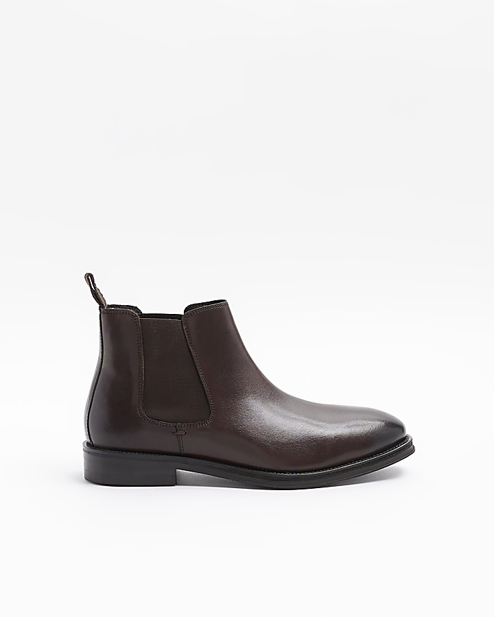 Red leather Chelsea boots | River Island