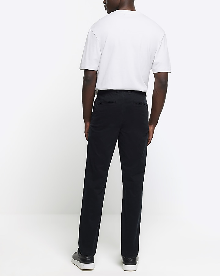 Black slim fit casual chino trousers