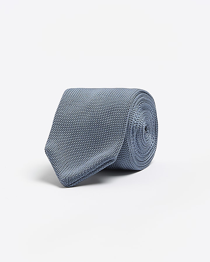 Blue knitted tie