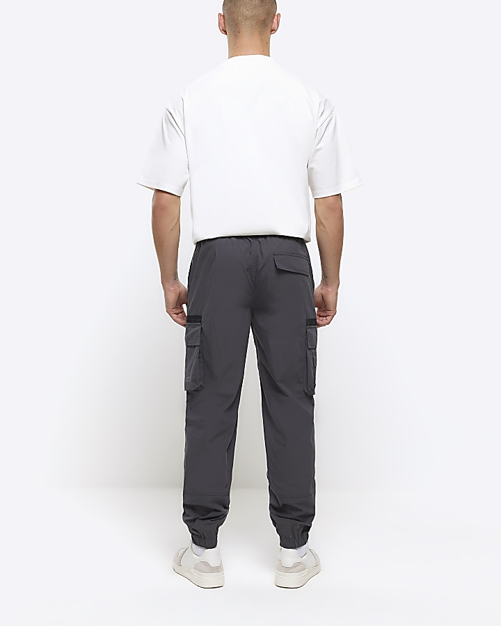 Dark grey regular fit cargo trousers | River Island