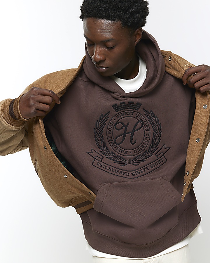 Brown Holloway Road regular graphic hoodie