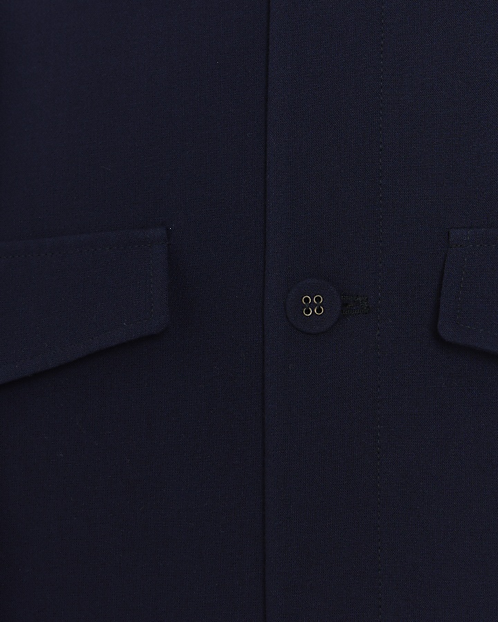 Navy regular fit buttoned overshirt