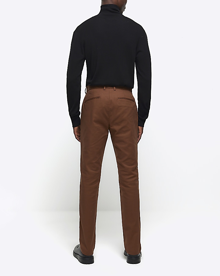 Rust slim fit smart chino trousers