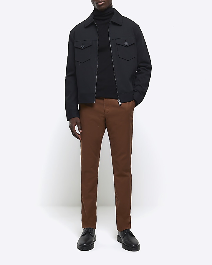 Rust slim fit smart chino trousers