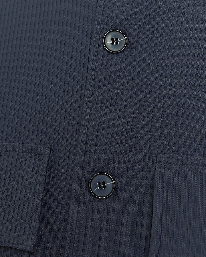 Blue regular fit plisse Harrington jacket