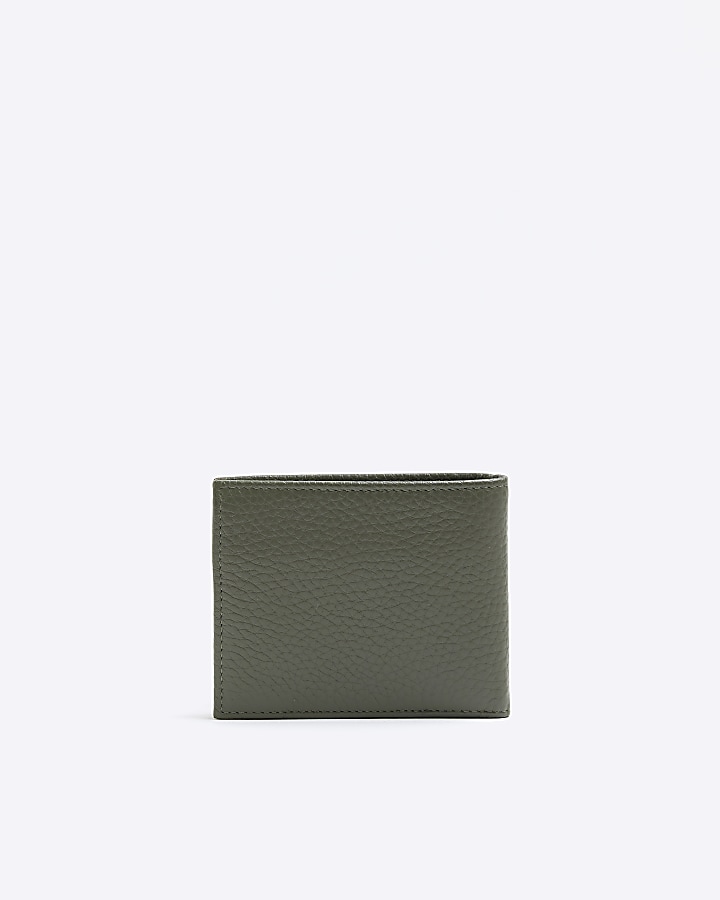 Khaki leather pebbled wallet