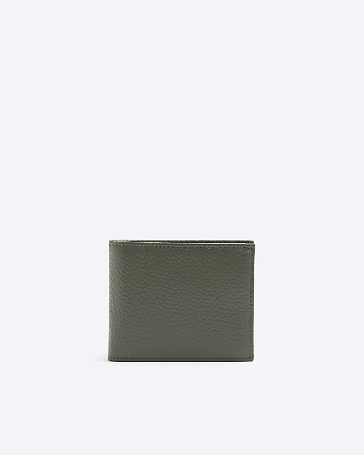Khaki leather pebbled wallet