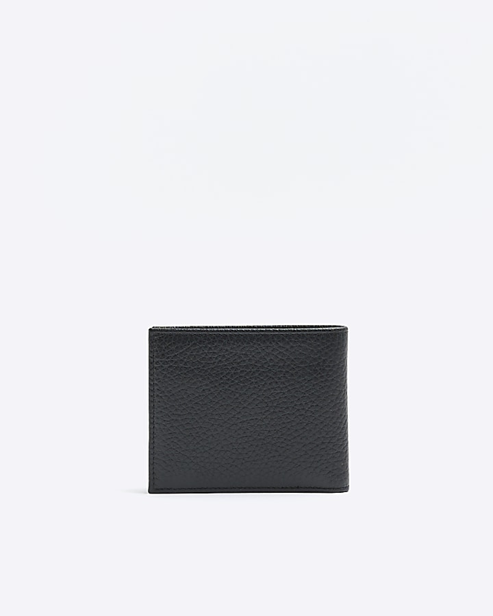 Black leather pebbled wallet River Island
