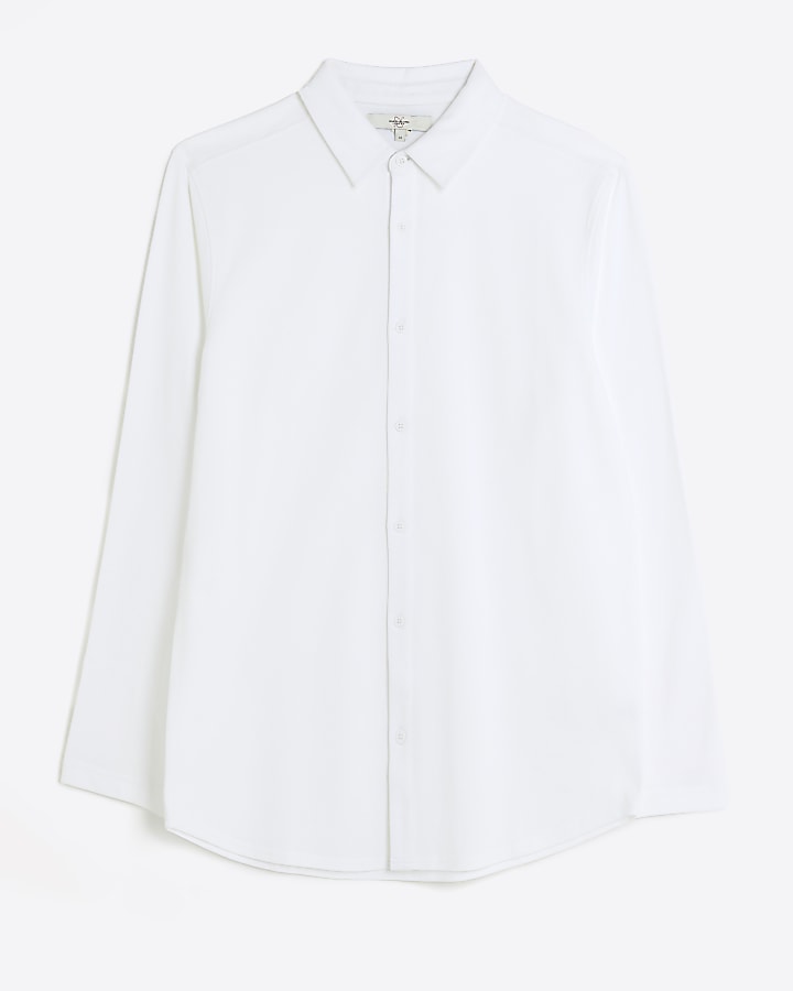 White regular fit jersey shirt | River Island