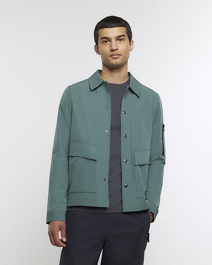 Green regular fit tech overshirt