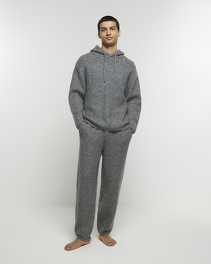 Grey regular fit knitted lounge joggers