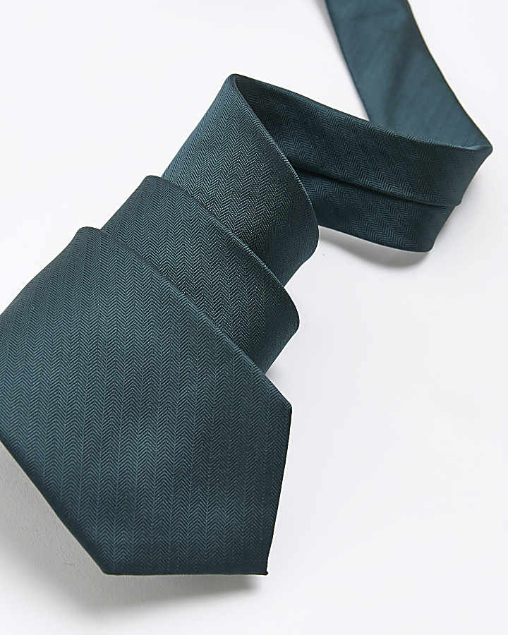 Green Herringbone Tie River Island