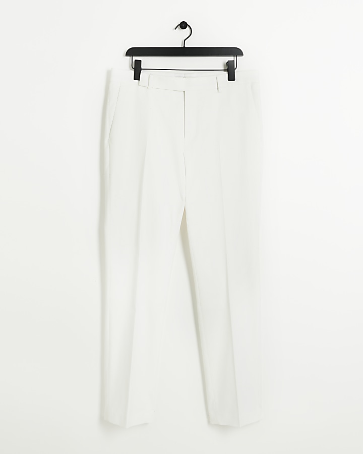 White slim fit tuxedo suit trousers