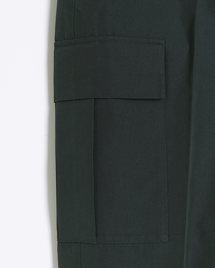 Green tapered fit cargo smart trousers