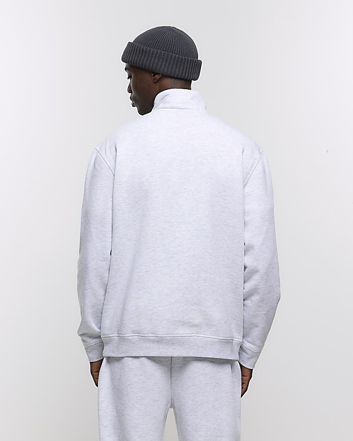 Grey regular fit funnel sweatshirt