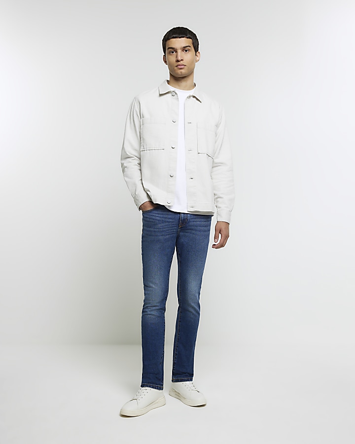 Blue skinny fit faded jeans | River Island