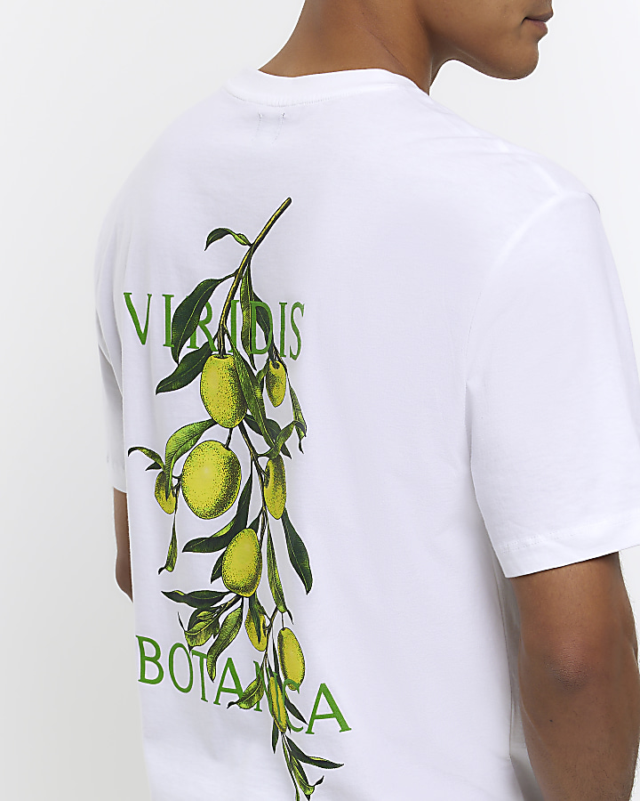 White oversized fit graphic olive t-shirt