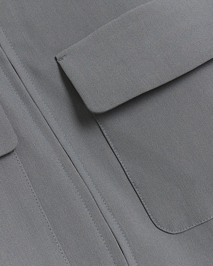 Dark grey regular fit zip up smart shacket