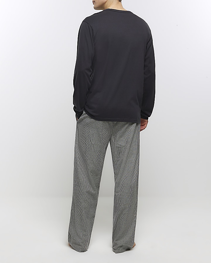 Grey regular fit long sleeve pyjama set | River Island