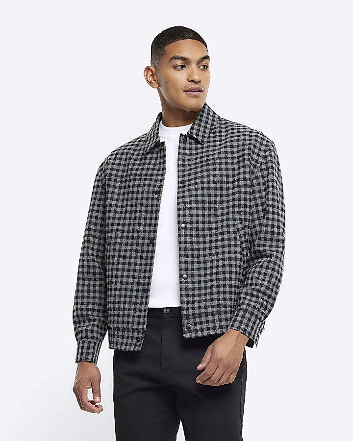 Mens checked harrington on sale jacket