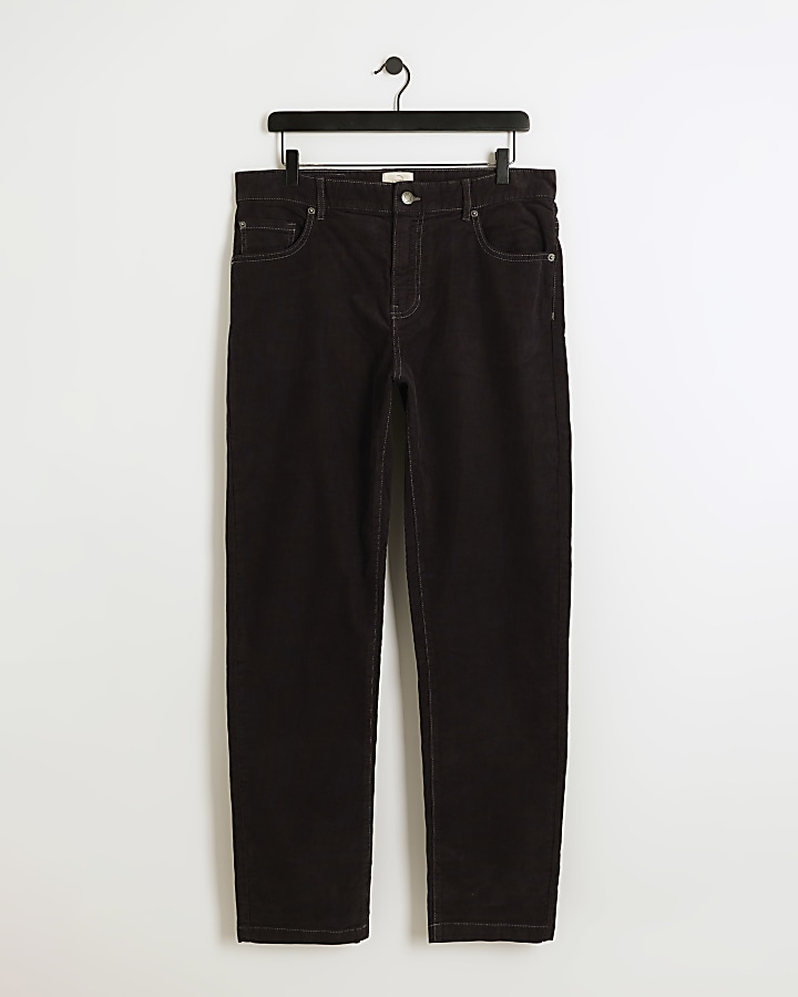 Black slim fit corduroy trousers