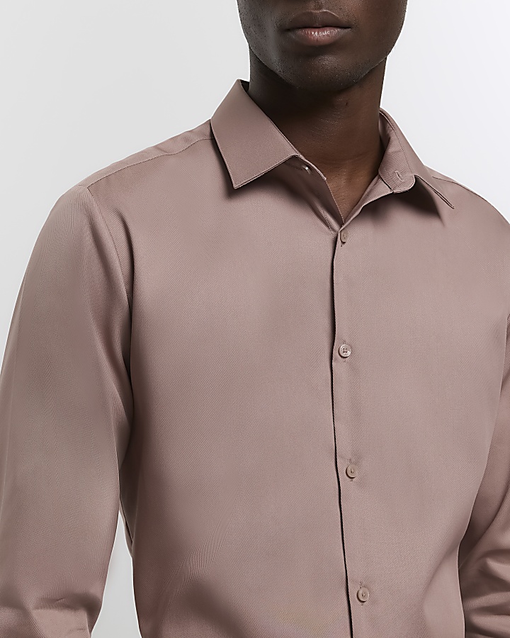 Brown slim fit premium smart shirt
