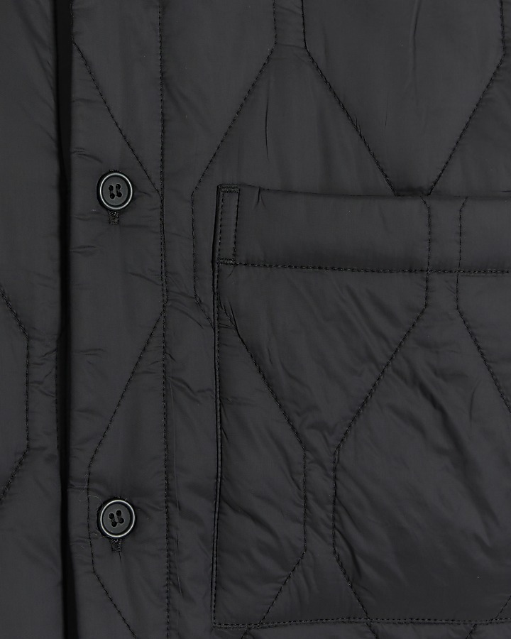 Black regular fit quilted jacket