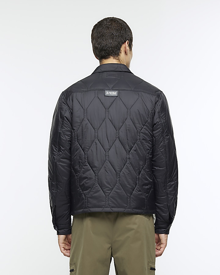 Black regular fit quilted jacket