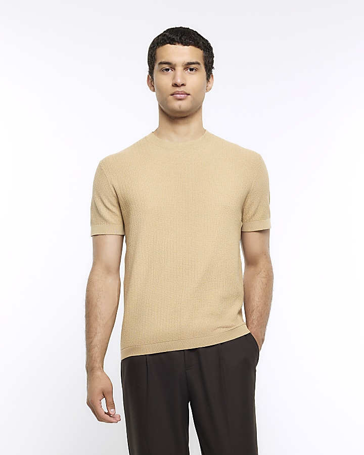 Stone slim fit knitted t-shirt