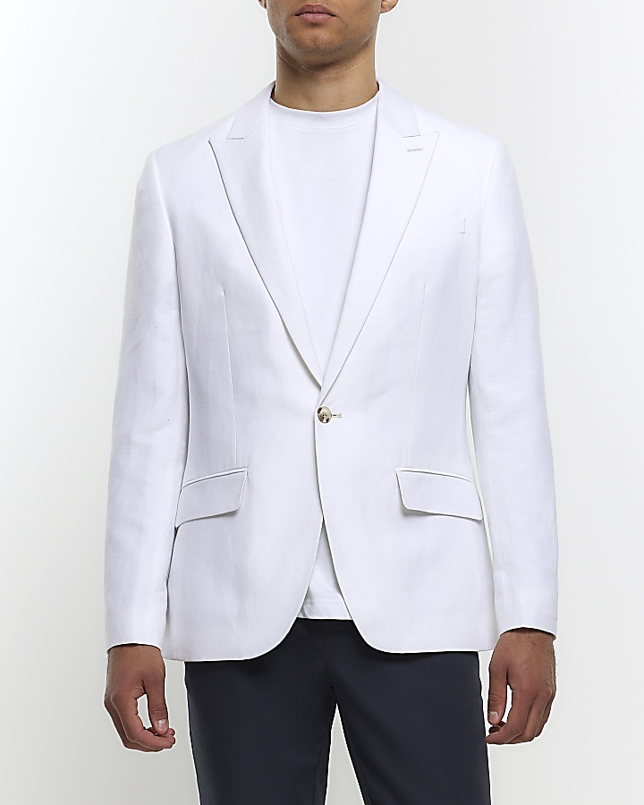 Mens slim 2025 fit linen blazer