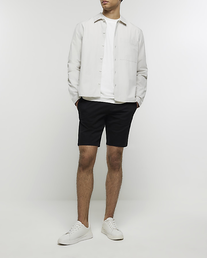 Black skinny fit chino short | River Island