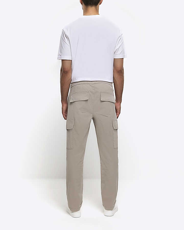 Stone slim fit utility cargo trousers | River Island