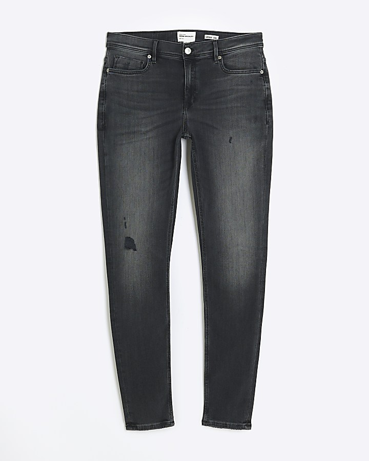 Black spray on super skinny fit ripped jeans