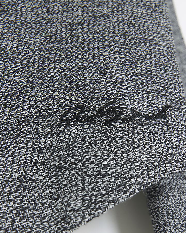 Grey regular fit textured long sleeve shirt | River Island
