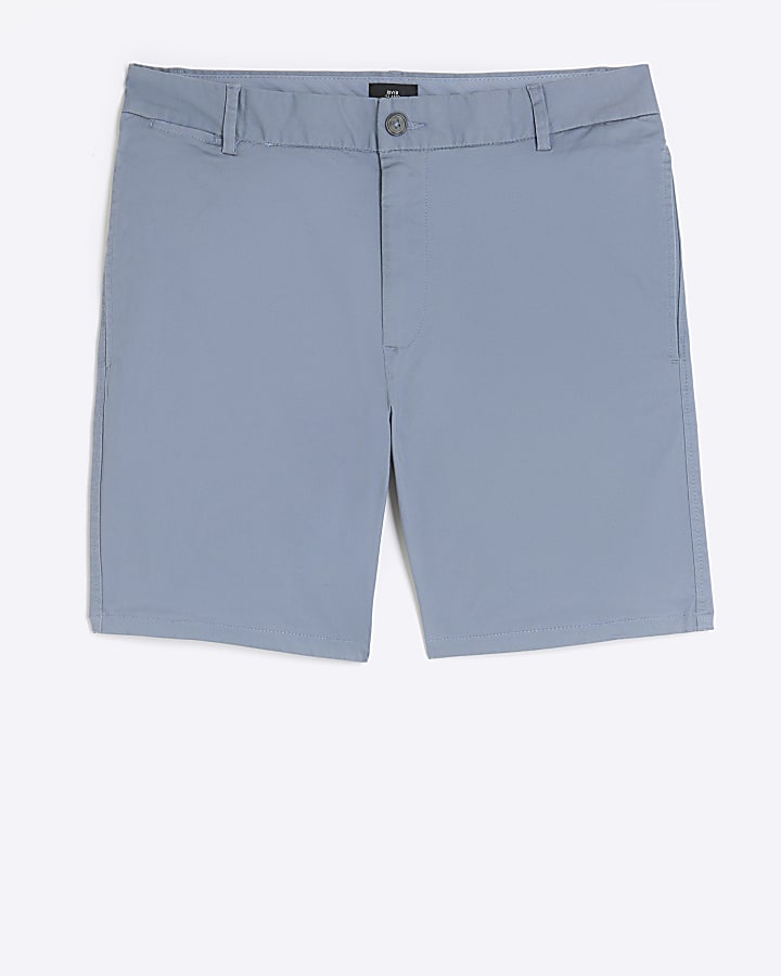 Blue skinny fit chino shorts