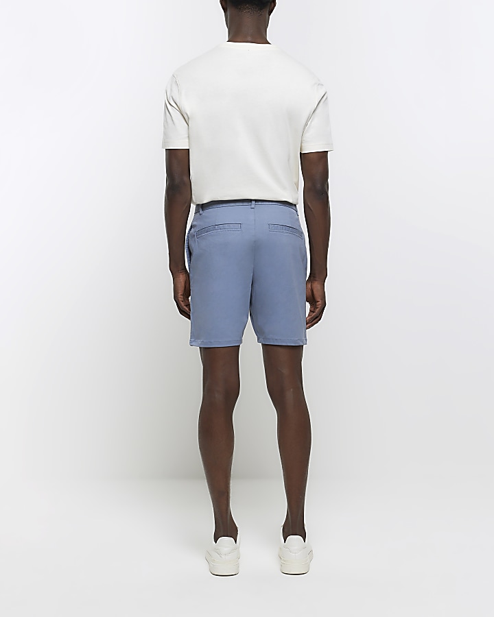 Blue skinny fit chino shorts | River Island