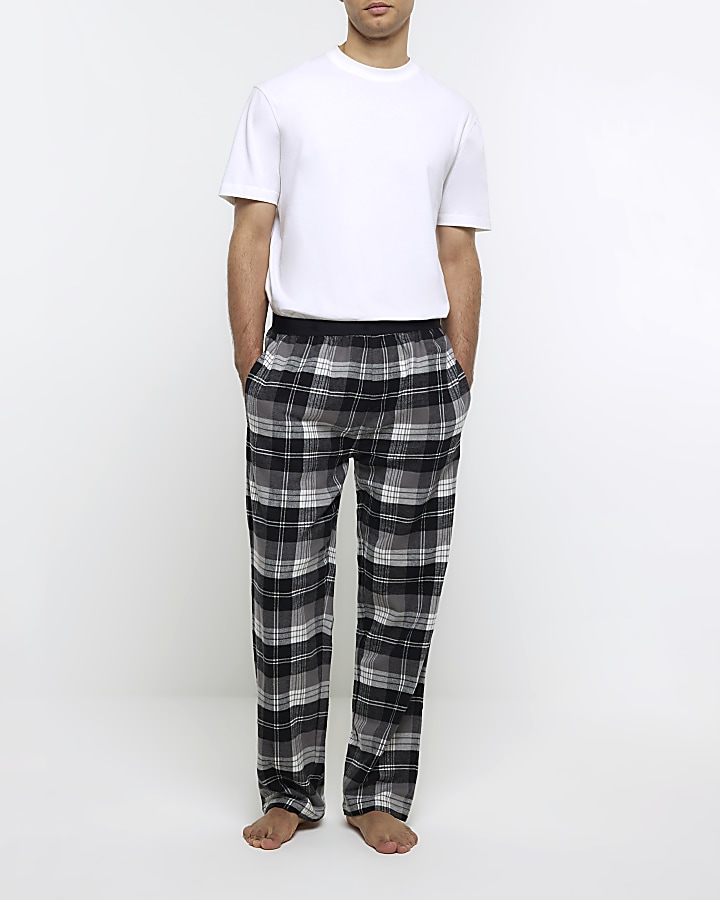 Black check trousers and t-shirt lounge set | River Island
