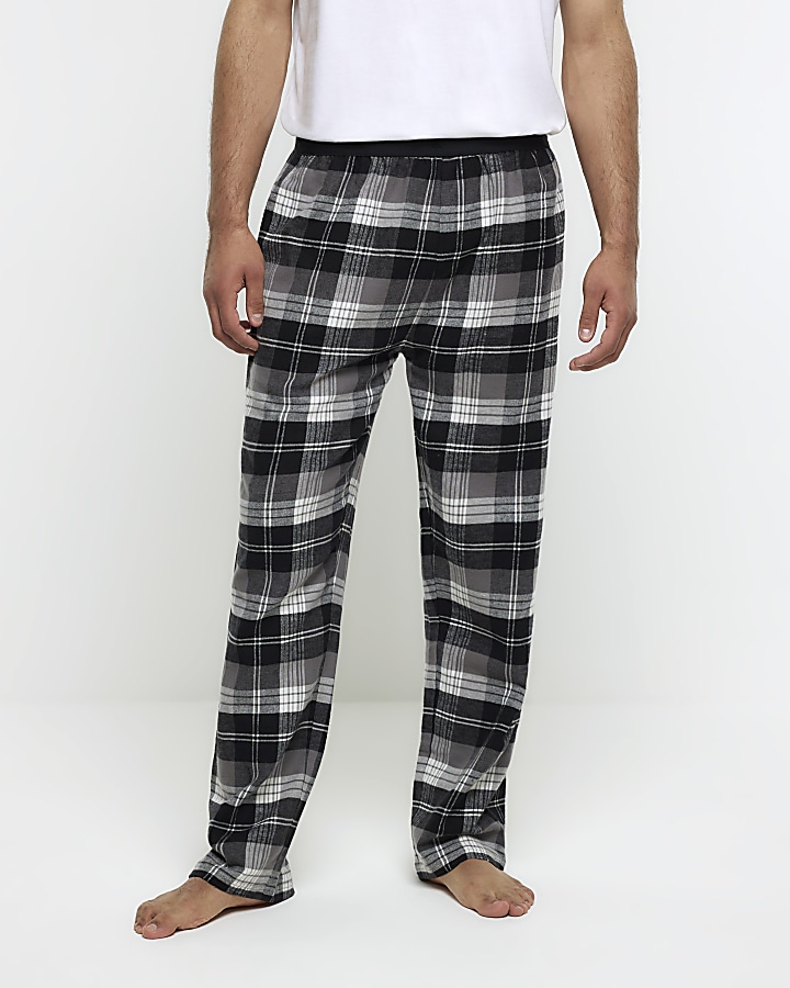 Black check trousers and t-shirt lounge set | River Island