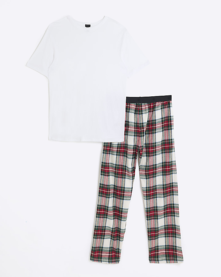Red check trousers and t-shirt lounge set | River Island