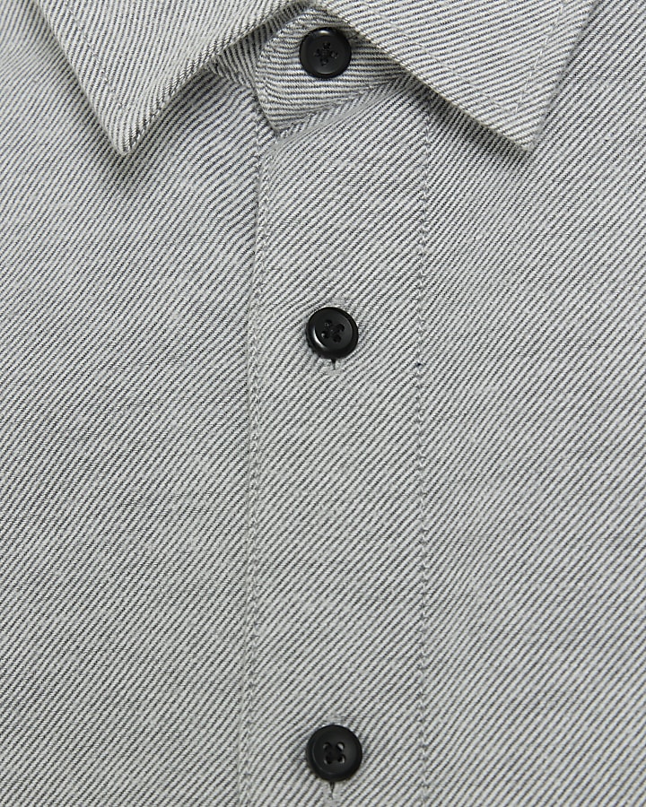 Grey regular fit twill long sleeve shirt