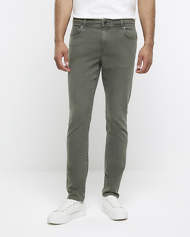 Dark green skinny jeans | River Island