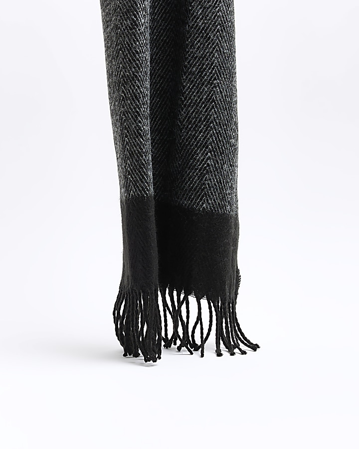 Black herringbone scarf River Island