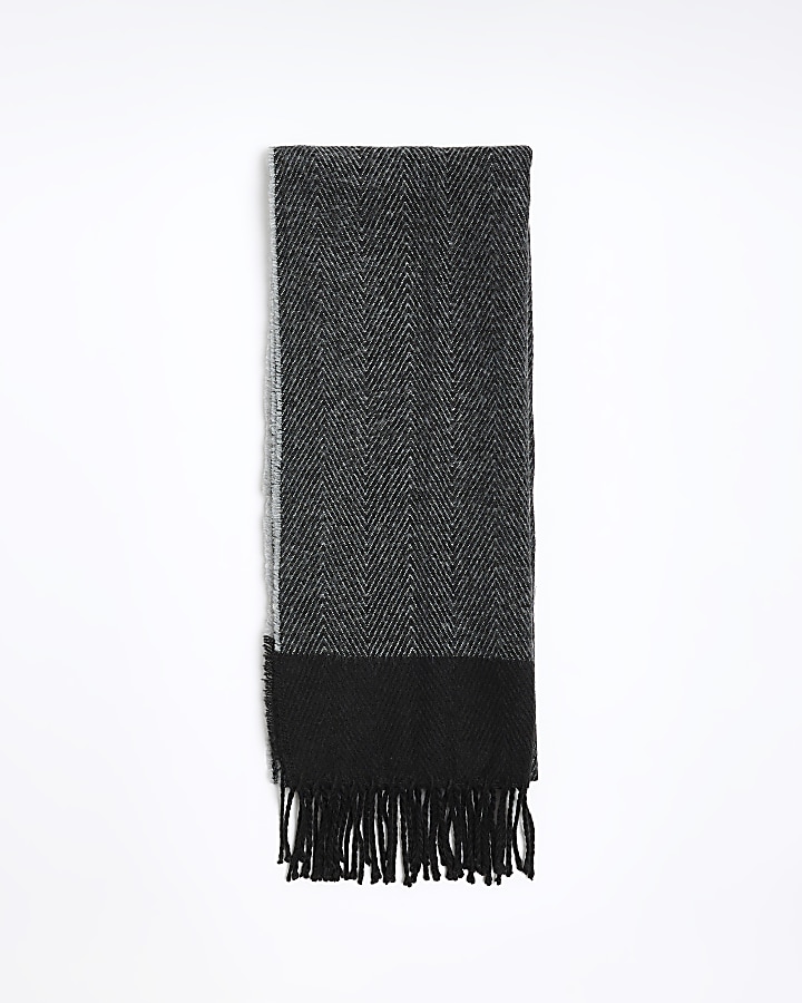 Black herringbone scarf River Island