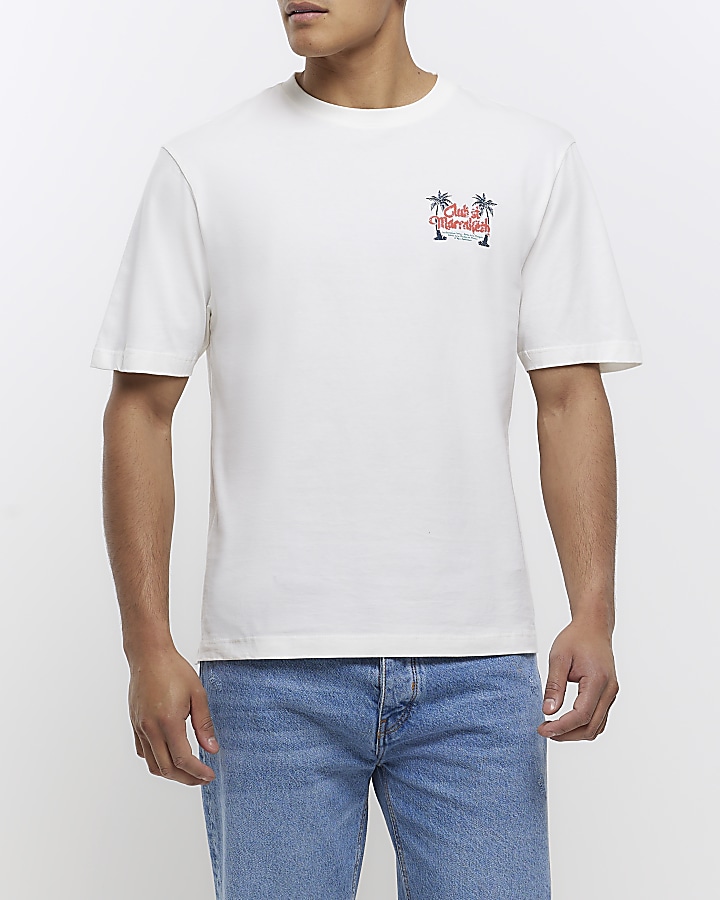 Ecru oversized fit graphic t-shirt