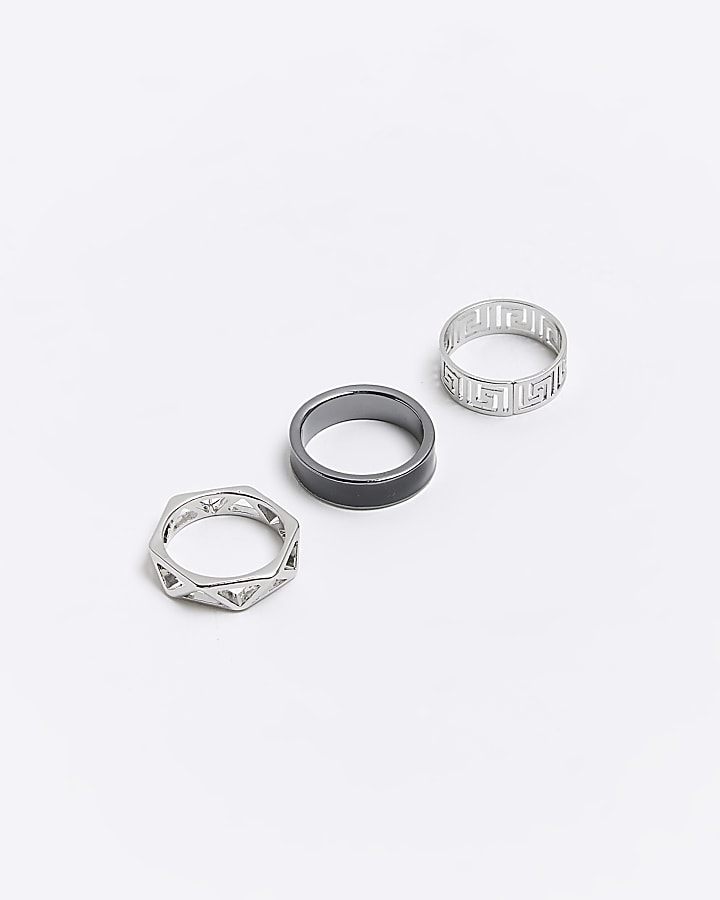 Silver colour cut out rings multipack