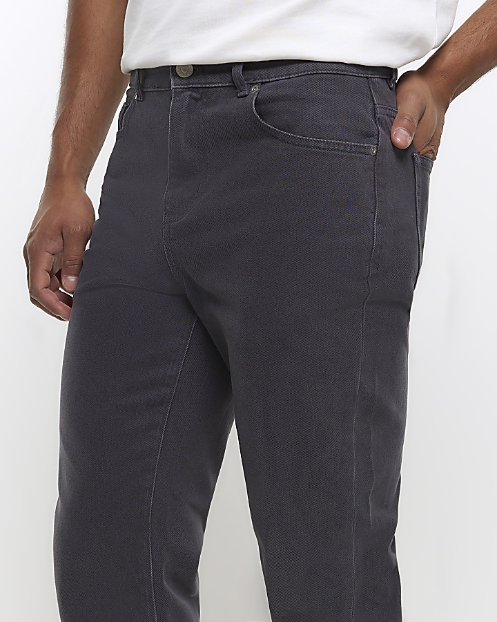 Grey tapered fit jeans